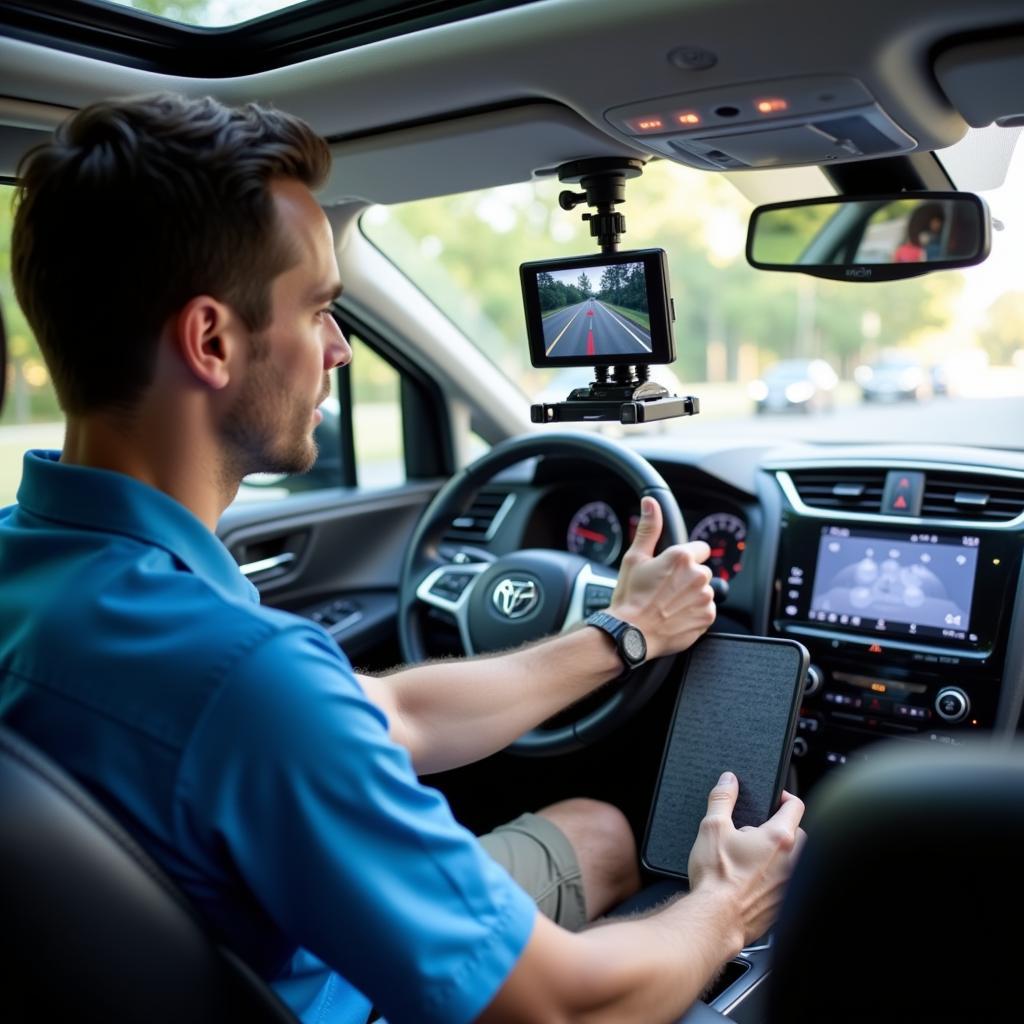 Calibration Technician Working on ADAS System