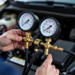 Car AC Gauges Measuring Pressure