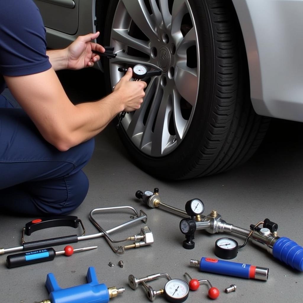 Car AC Repair Tools Used by Technician