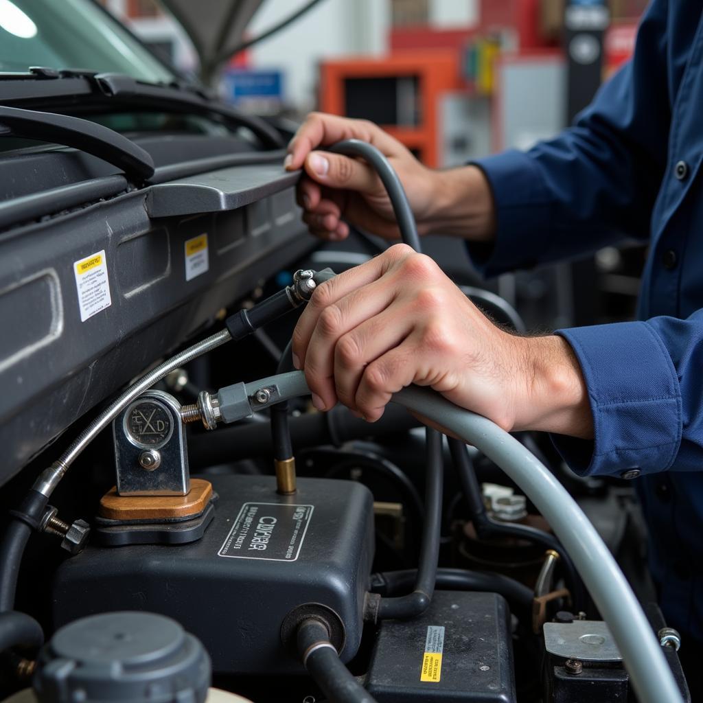 Car AC Service in Progress