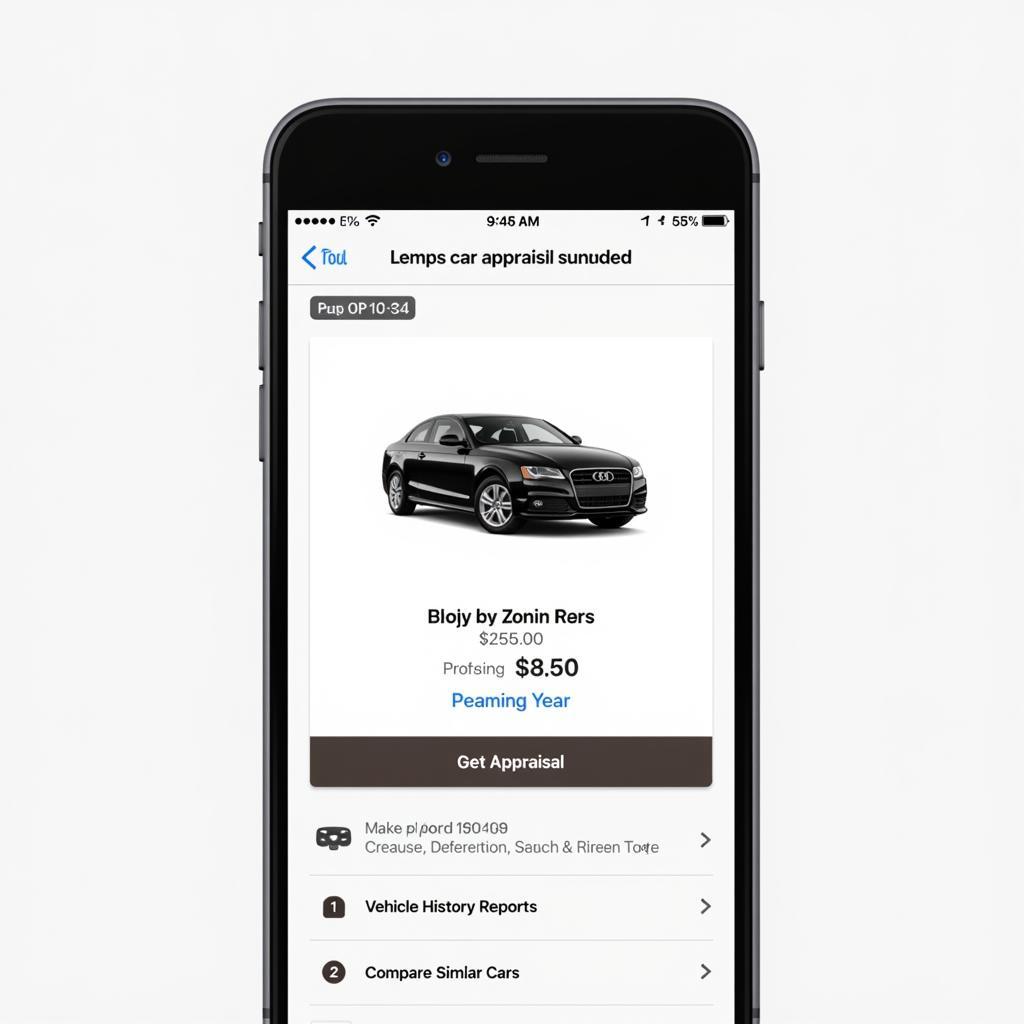 Car Appraisal Mobile App Interface