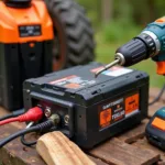 Car Battery Powering a Drill