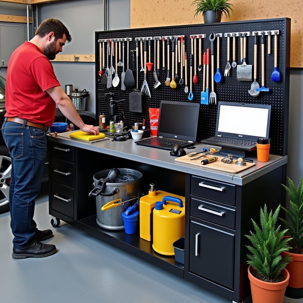 Organized Car Cleaning Tool Station