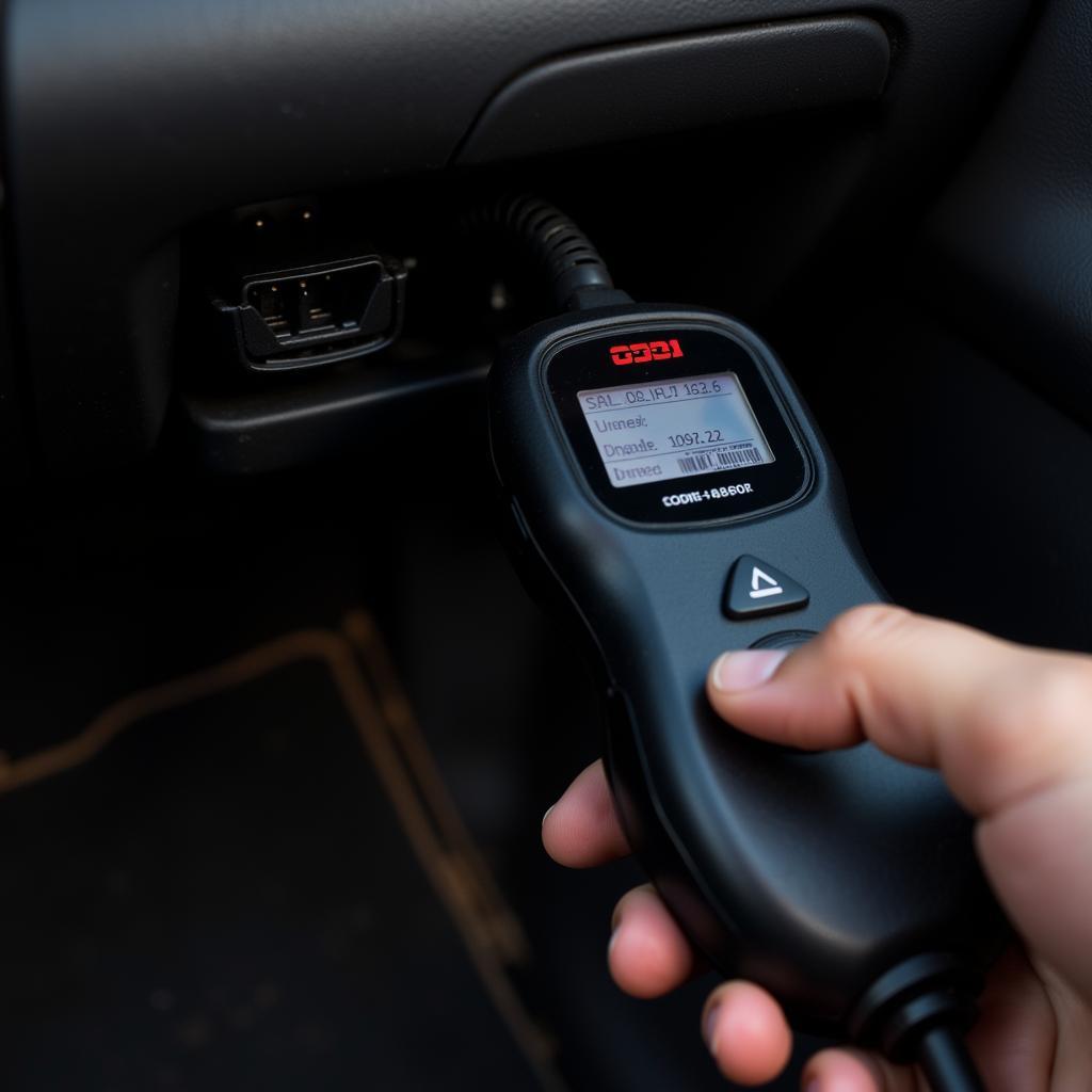 Car Code Reader Scan Tool Connected to OBD2 Port