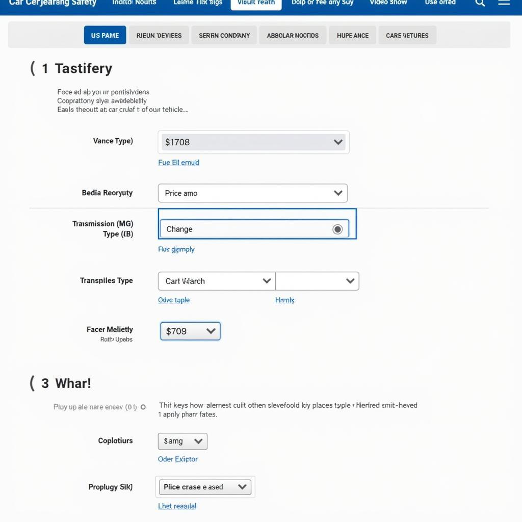 Filtering Options on a Car Comparison Tool