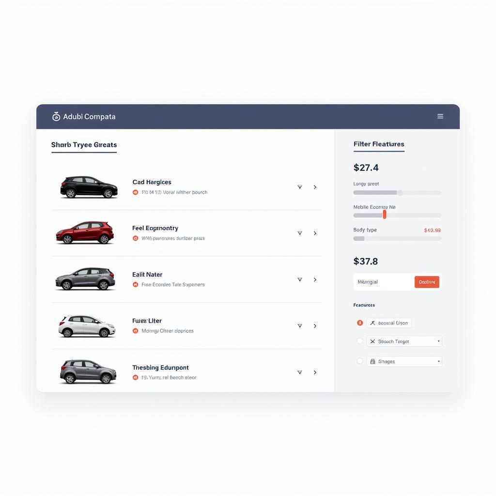 Car Comparison Tool Interface