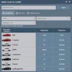 Car Comparison Tool Interface