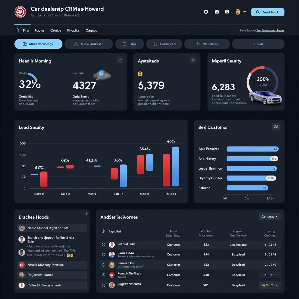 Car Dealership CRM Dashboard Showing Key Metrics and Customer Information