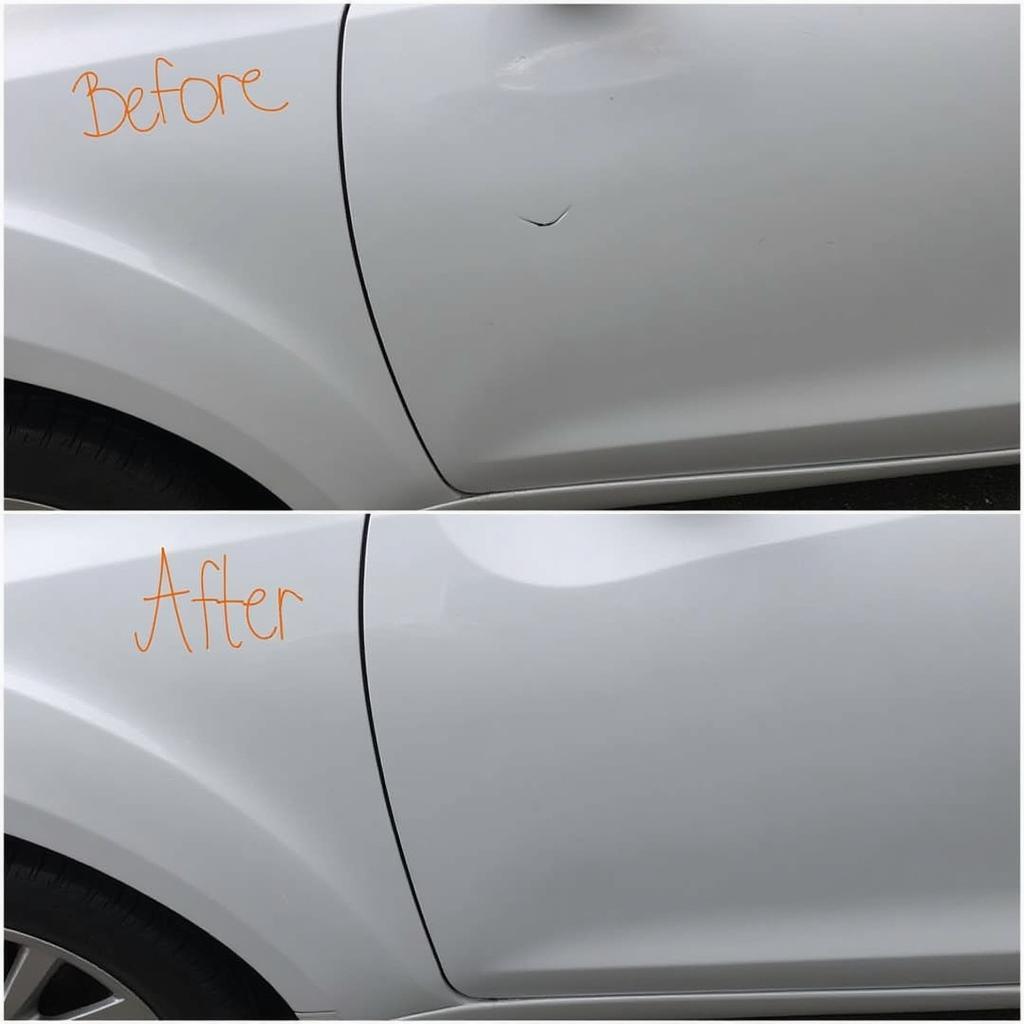 Car Dent Before and After Suction Tool Application