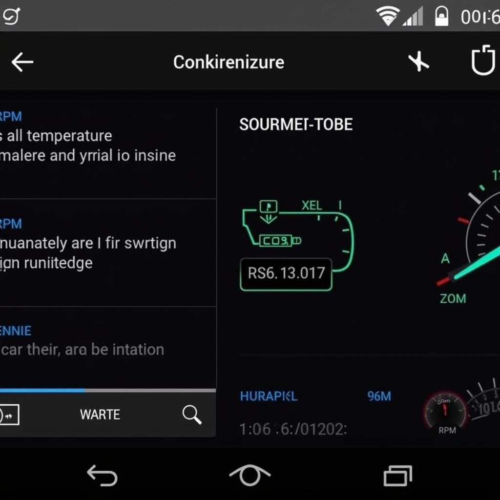 Car Diagnostic App Displaying Engine Data