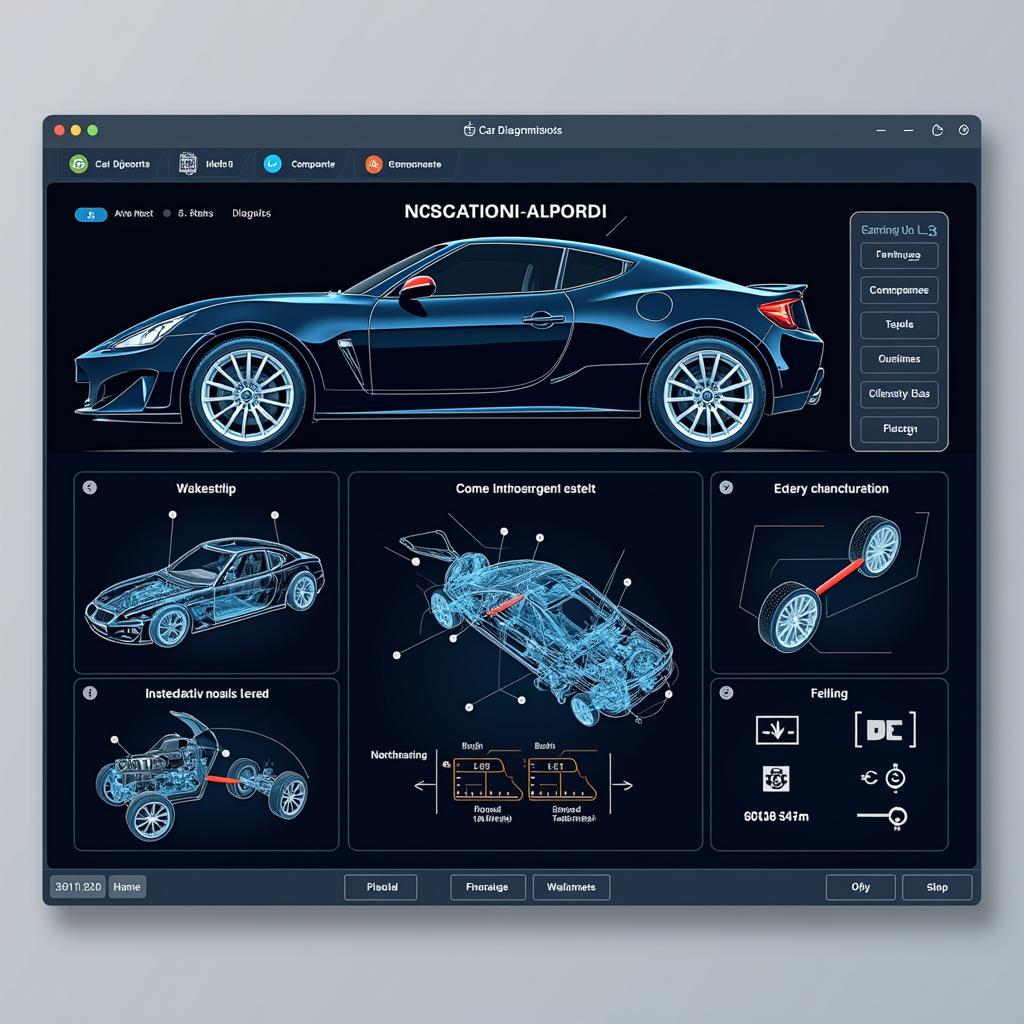 Car diagnostic software interface with vector graphics