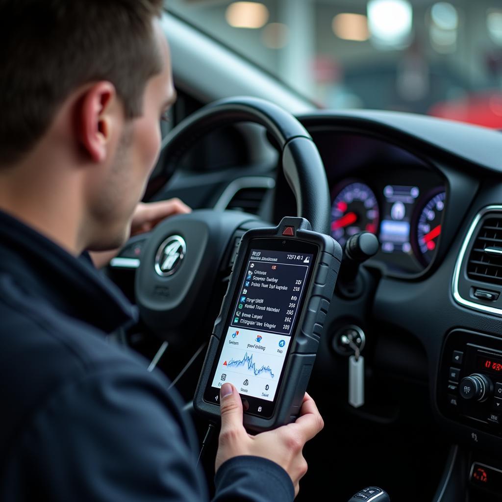 Car Diagnostic Technician at Work