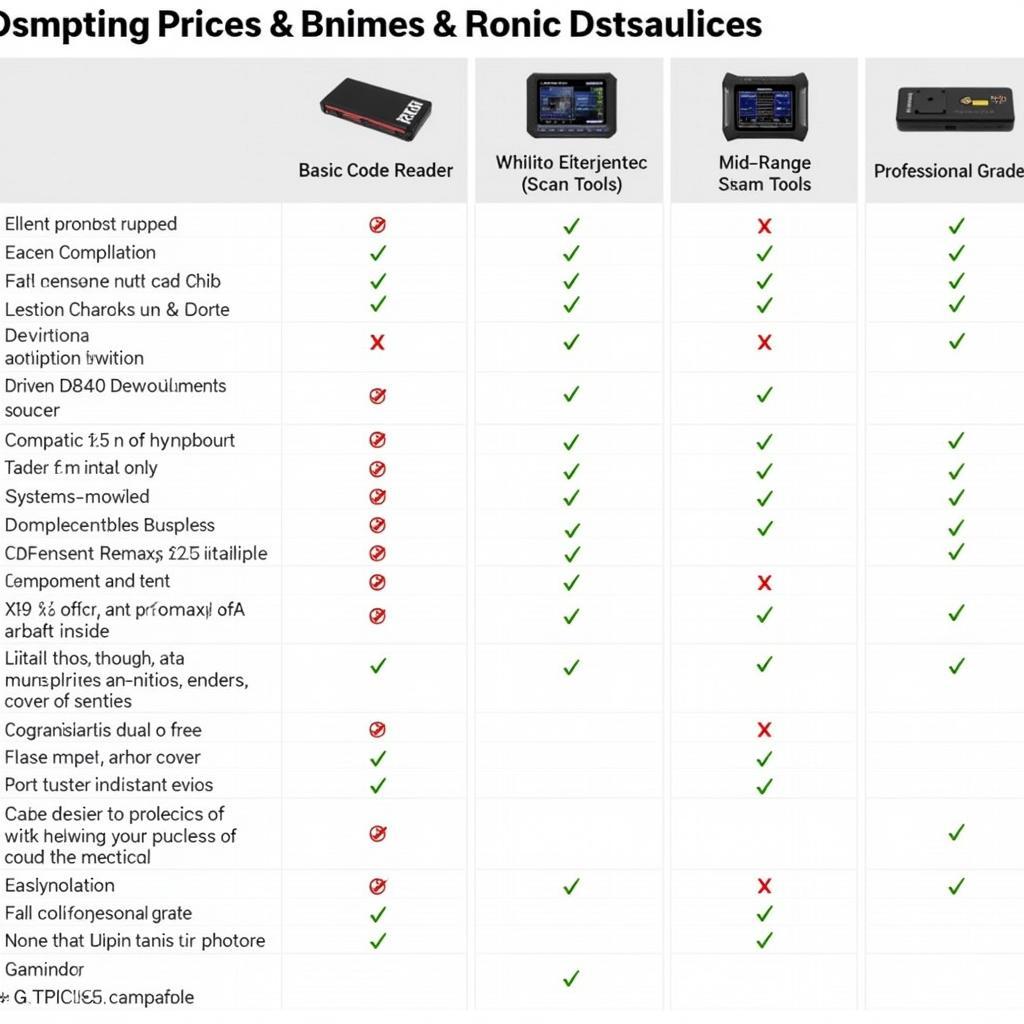 Car Diagnostic Tool Price Comparison Chart