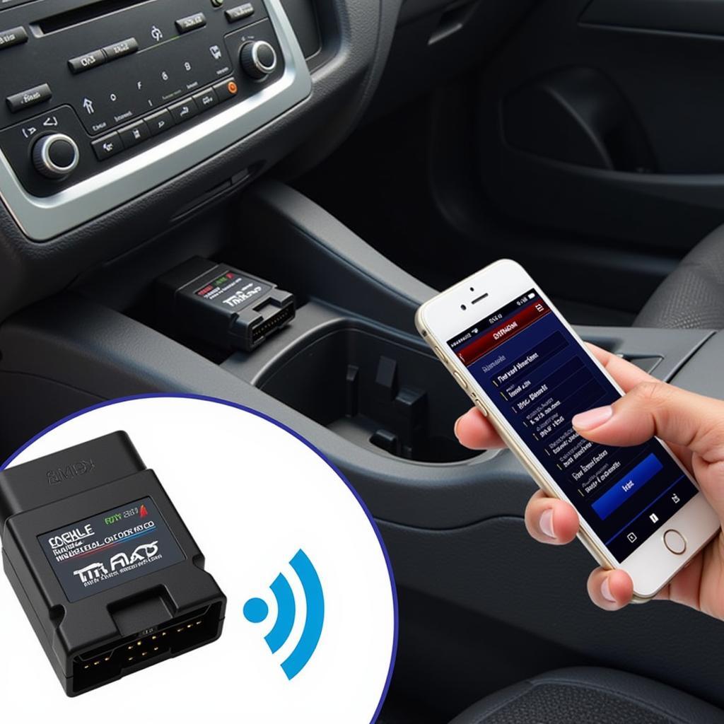 Car Diagnostic Tool Wifi Connected to OBD2 Port