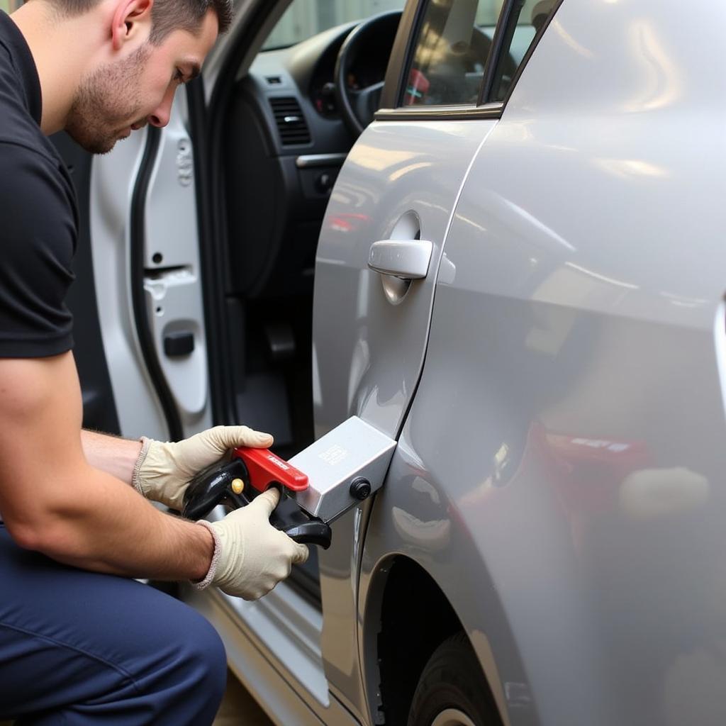 Using a Car Door Gap Repair Tool to Adjust Door Alignment