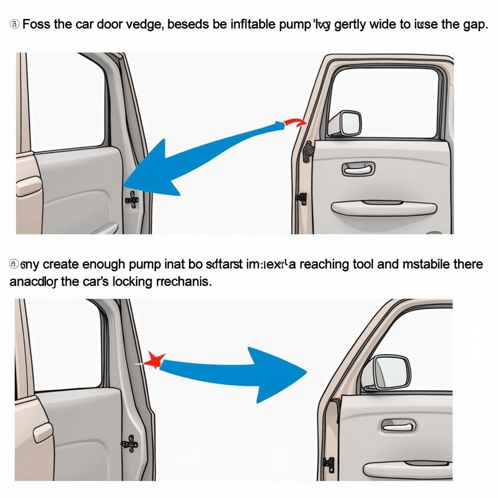 Using a car door wedge and inflatable pump to create space