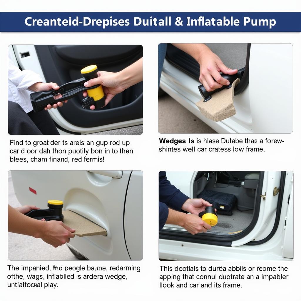 Car Door Wedges and Inflatable Pump being Used