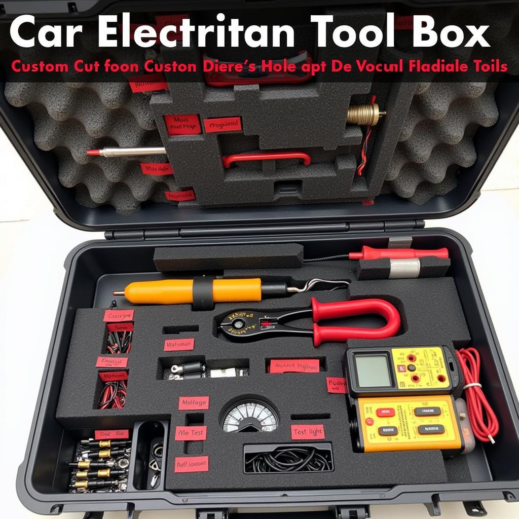 Organized Car Electrician Tool Box with Foam Inserts and Labels