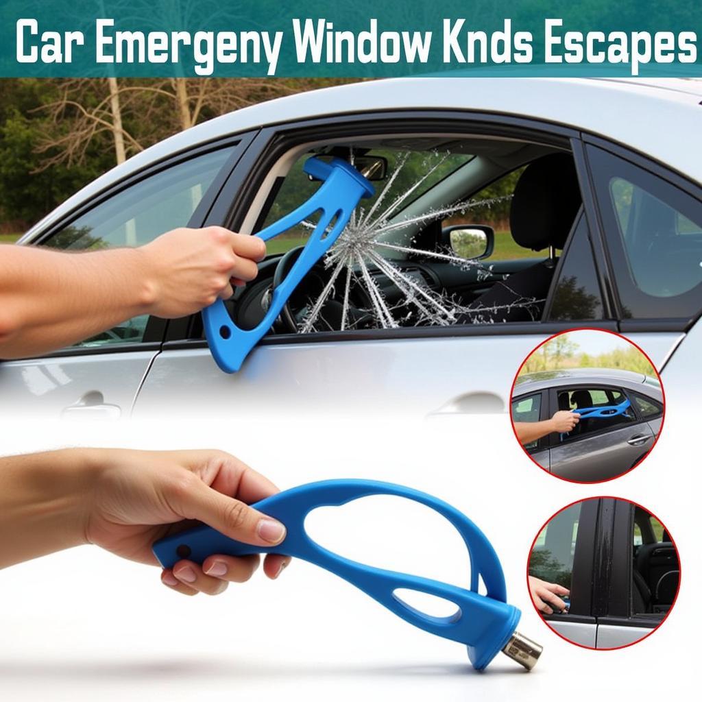 Car Emergency Window Breaker Escape Tool in Action