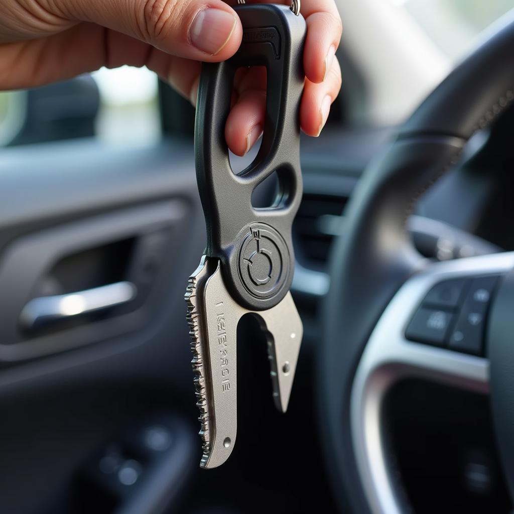 Car Escape Tool Keychain with Window Breaker and Seatbelt Cutter