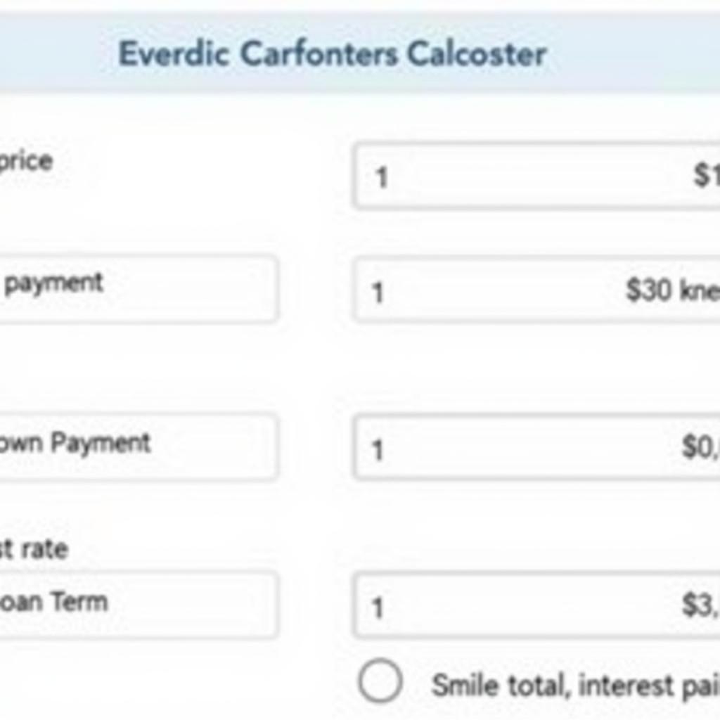 Car Finance Calculator Interface Example