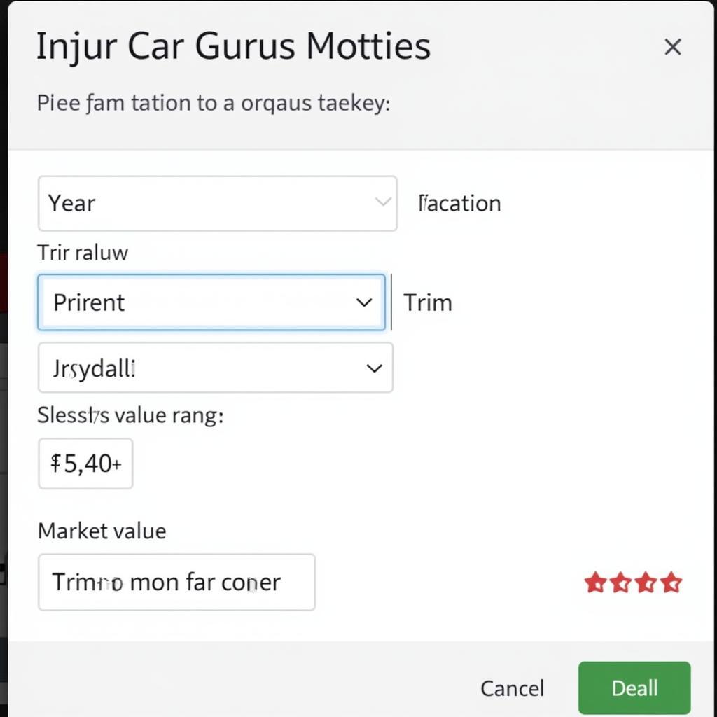 Car Gurus Pricing Tool Interface