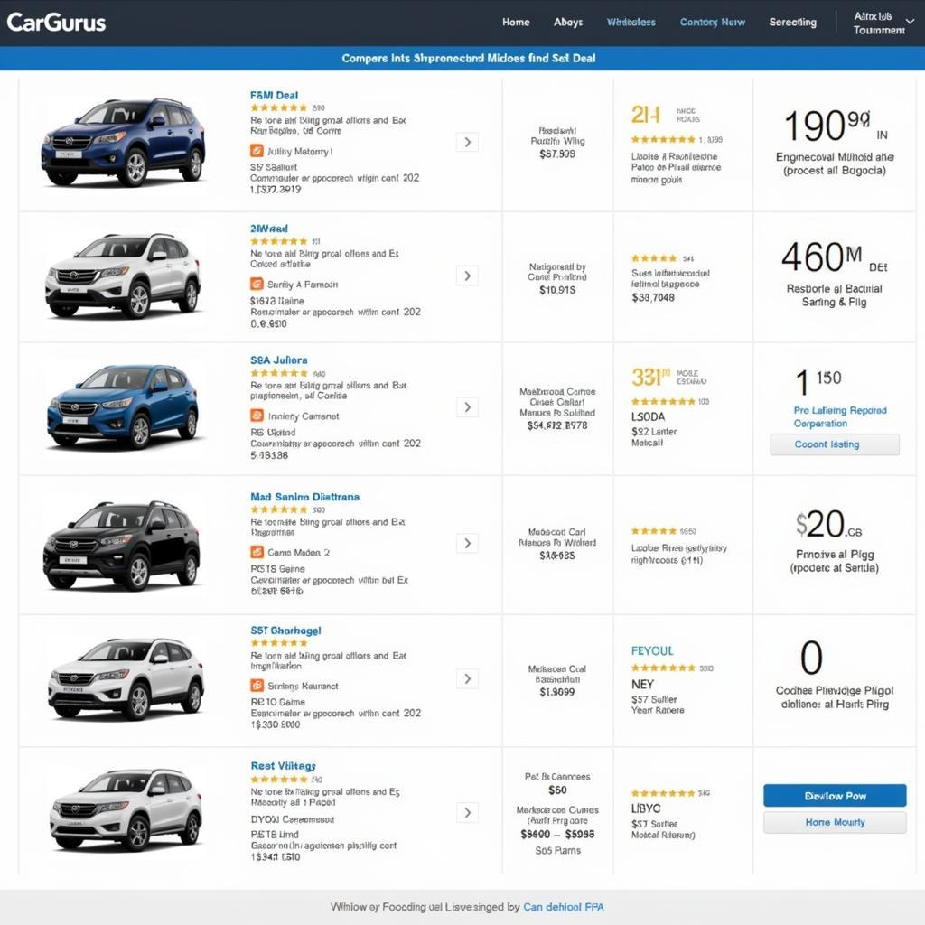 Car Gurus Vehicle Listing Comparison