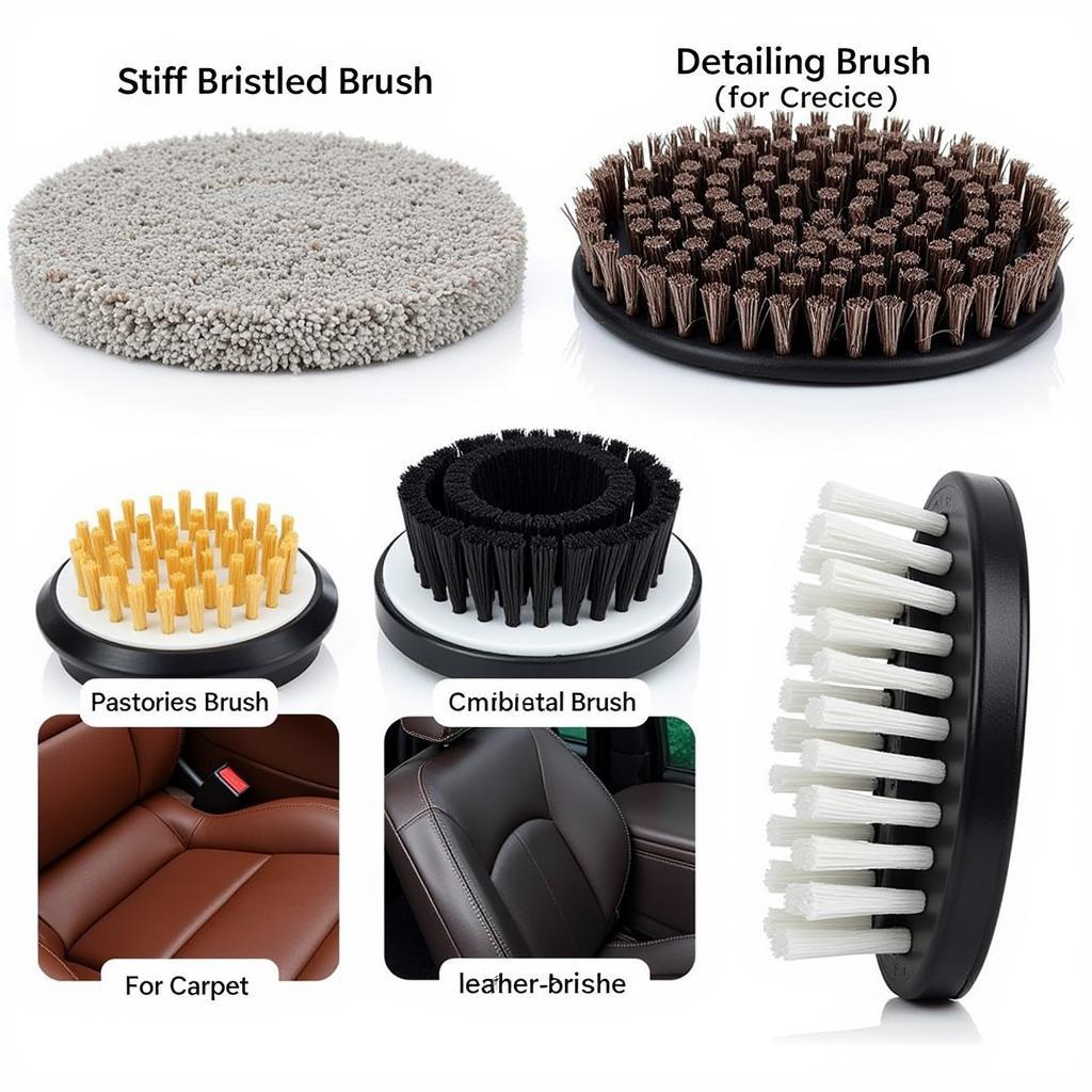 Various car interior cleaning brushes for different surfaces