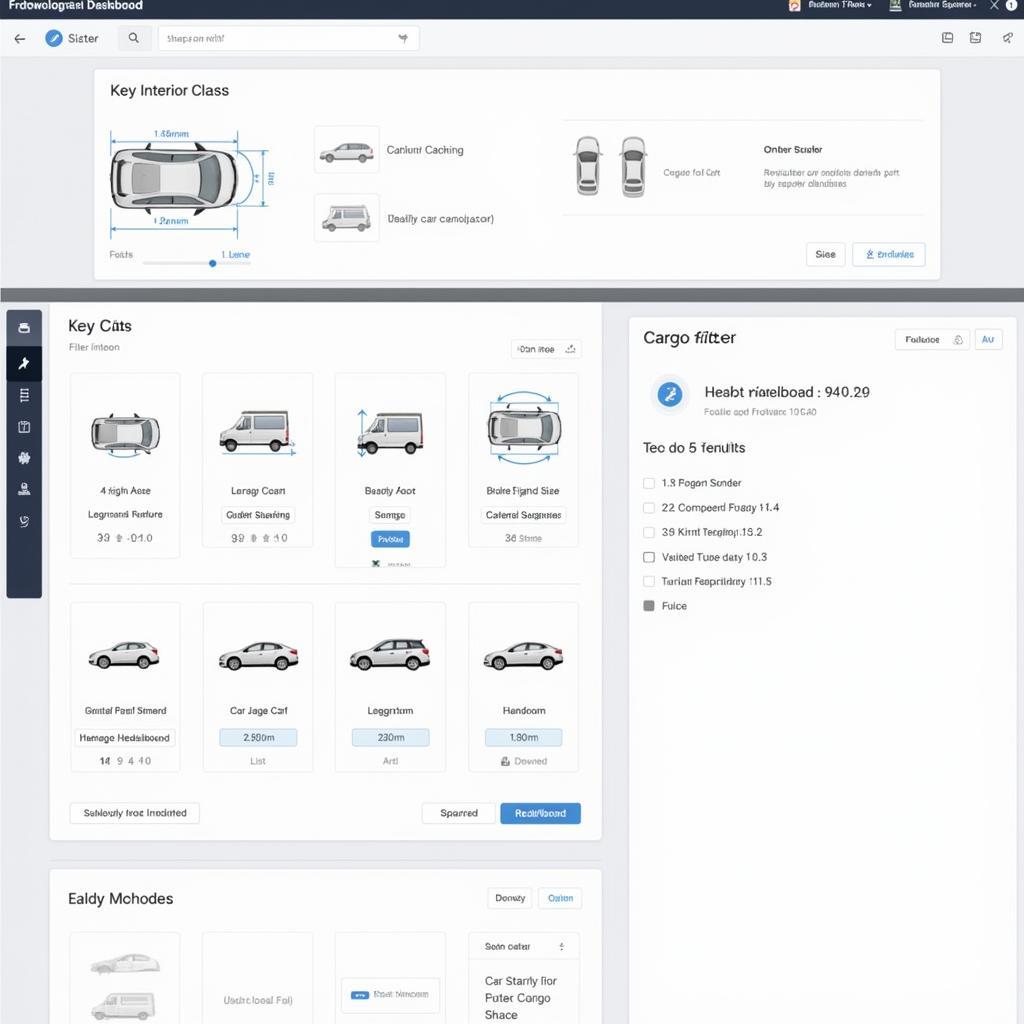 Car Interior Size Comparison Tool Dashboard