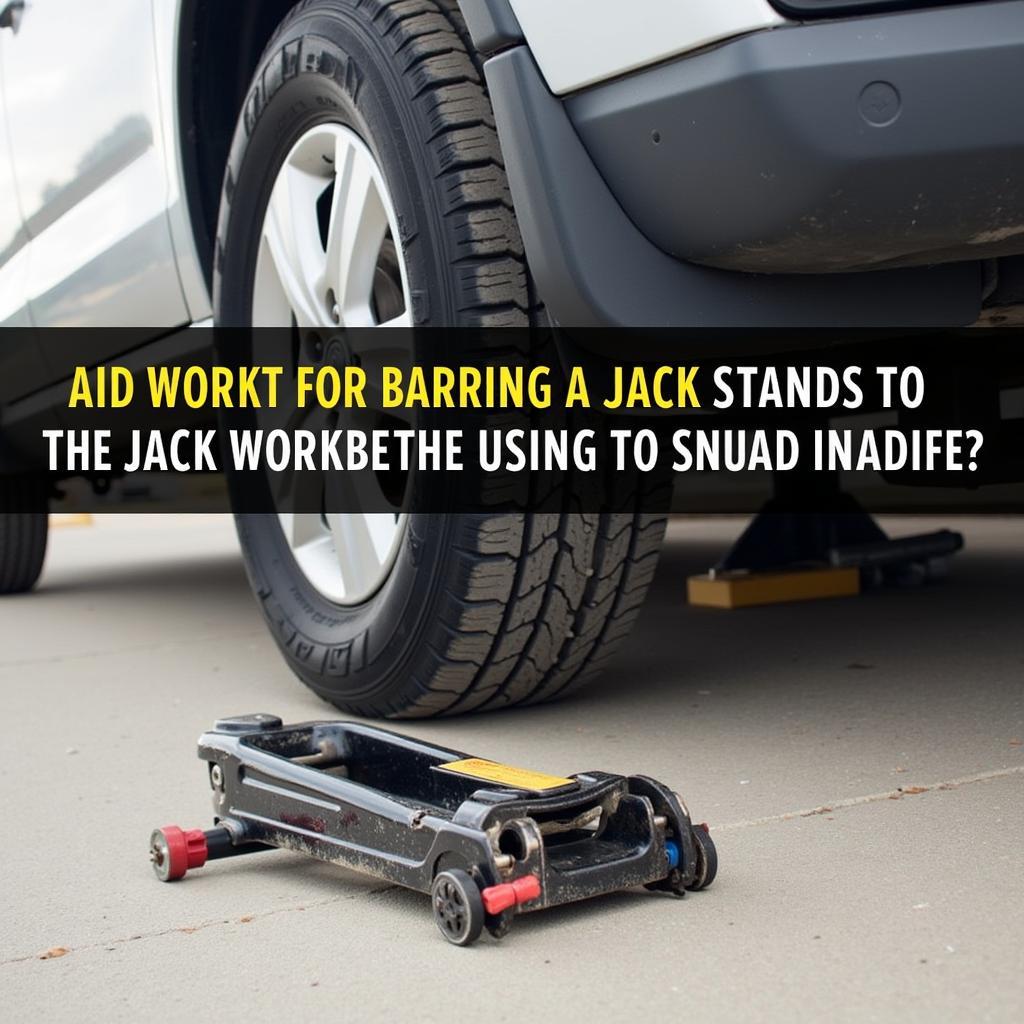 Car Jack and Jack Stands Supporting a Vehicle