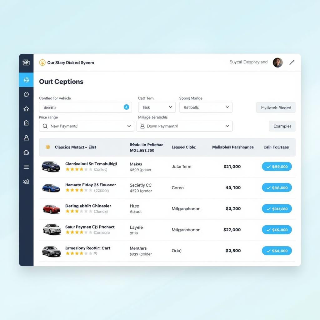 Car Leasing Search Tool Interface