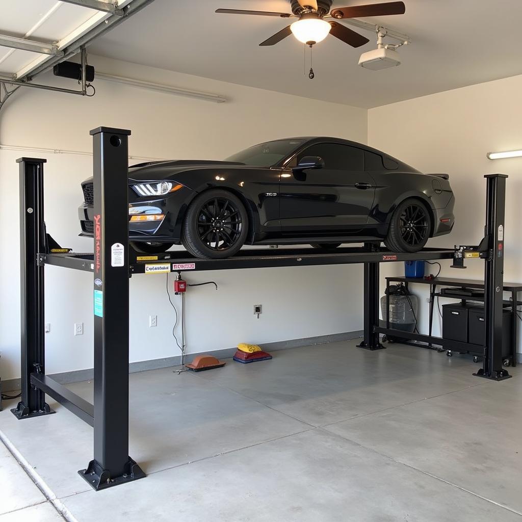 Car Lift in a Garage