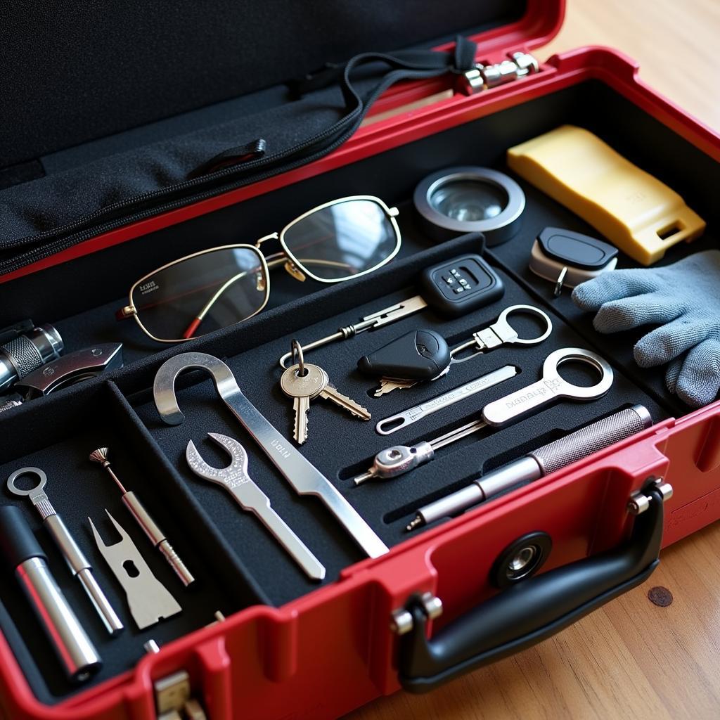 Car Locksmith Tools and Accessories Displayed