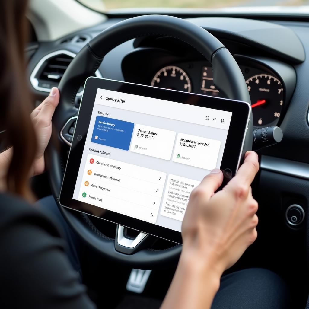 Car Maintenance App on Tablet