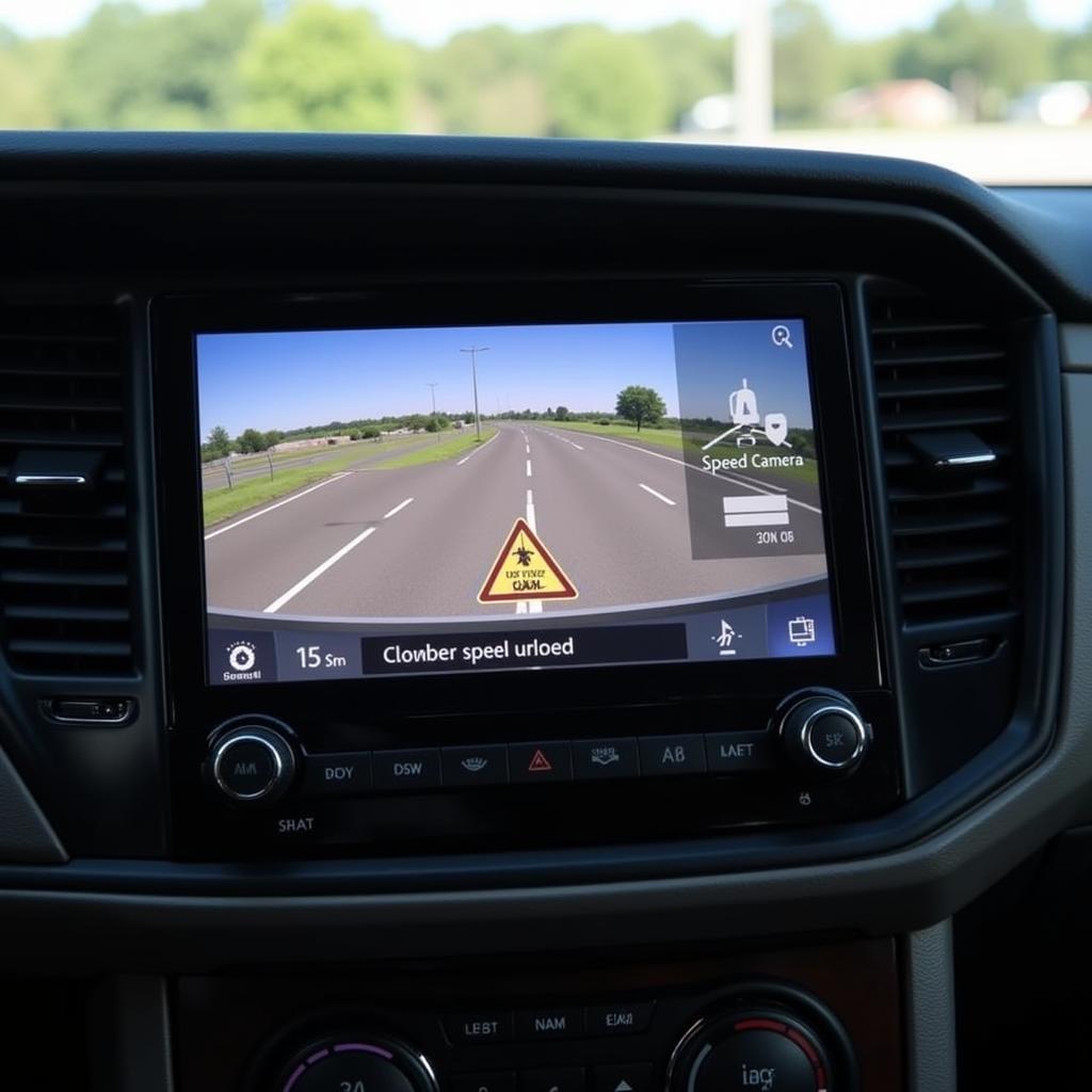 Car Navigation System Displaying Speed Camera Alert