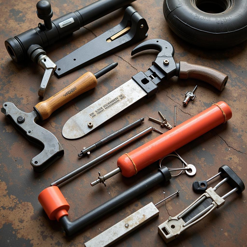 Various car opening tools displayed on a workbench