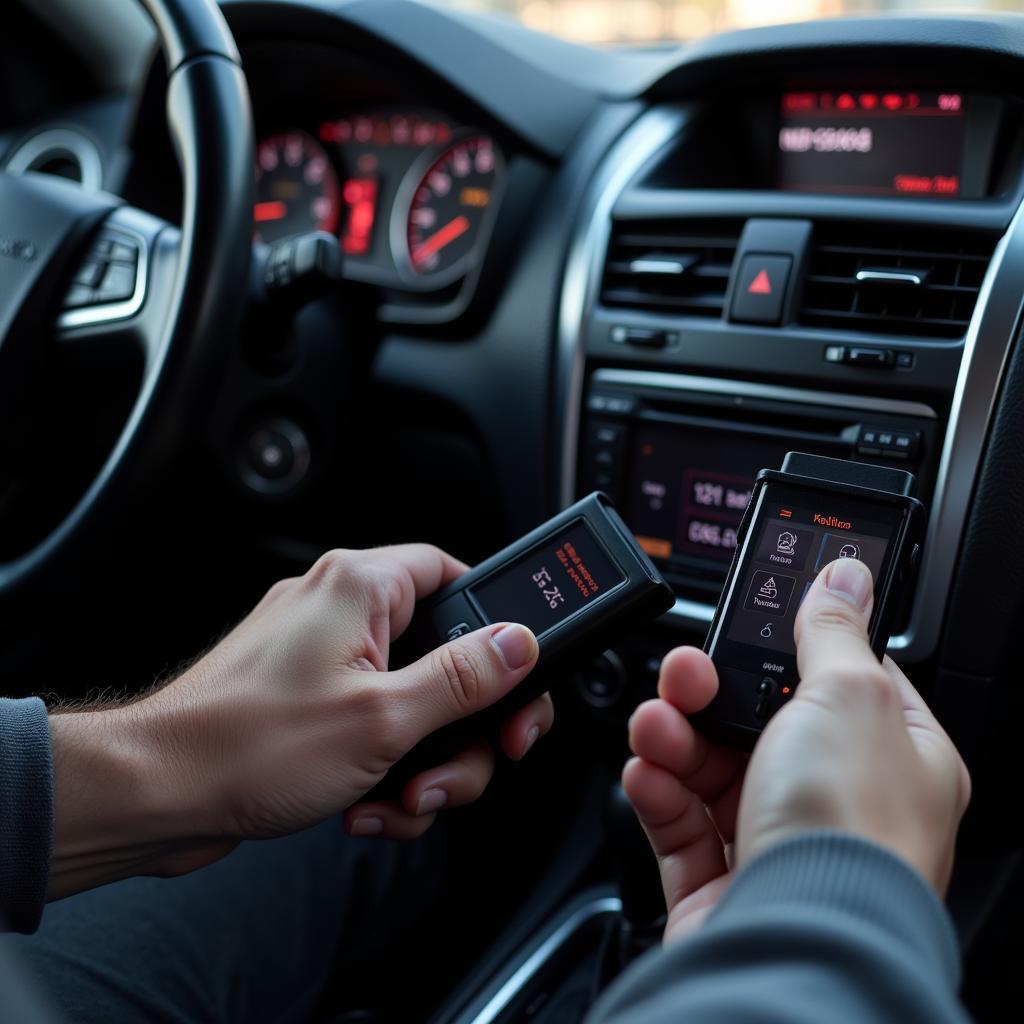 Car Owner Using OBD-II Scanner