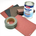 Car Painting Preparation Tools: Sandpaper, Masking Tape, and Primer