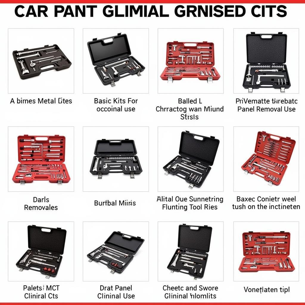 Different car panel removal tools kits ranging from basic to professional sets.