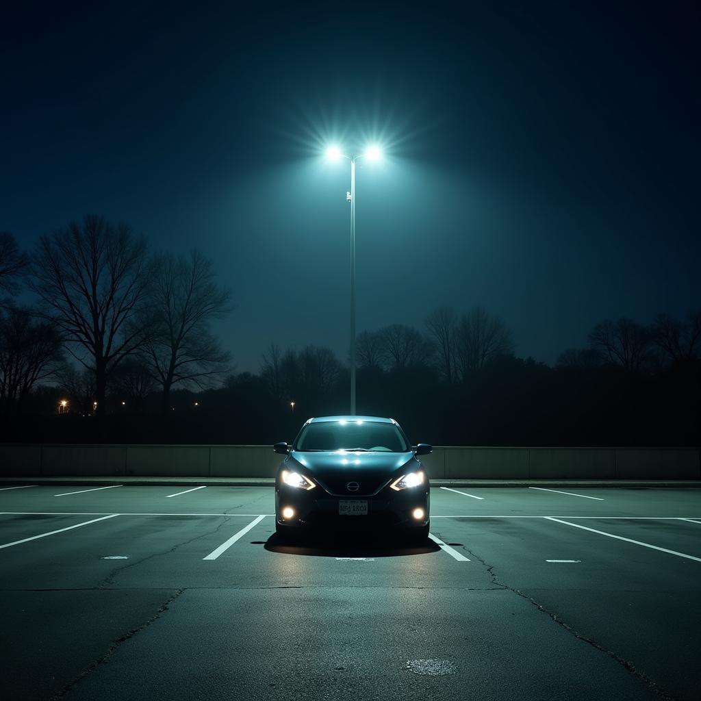 Car Parked in a Well-Lit Area for Security