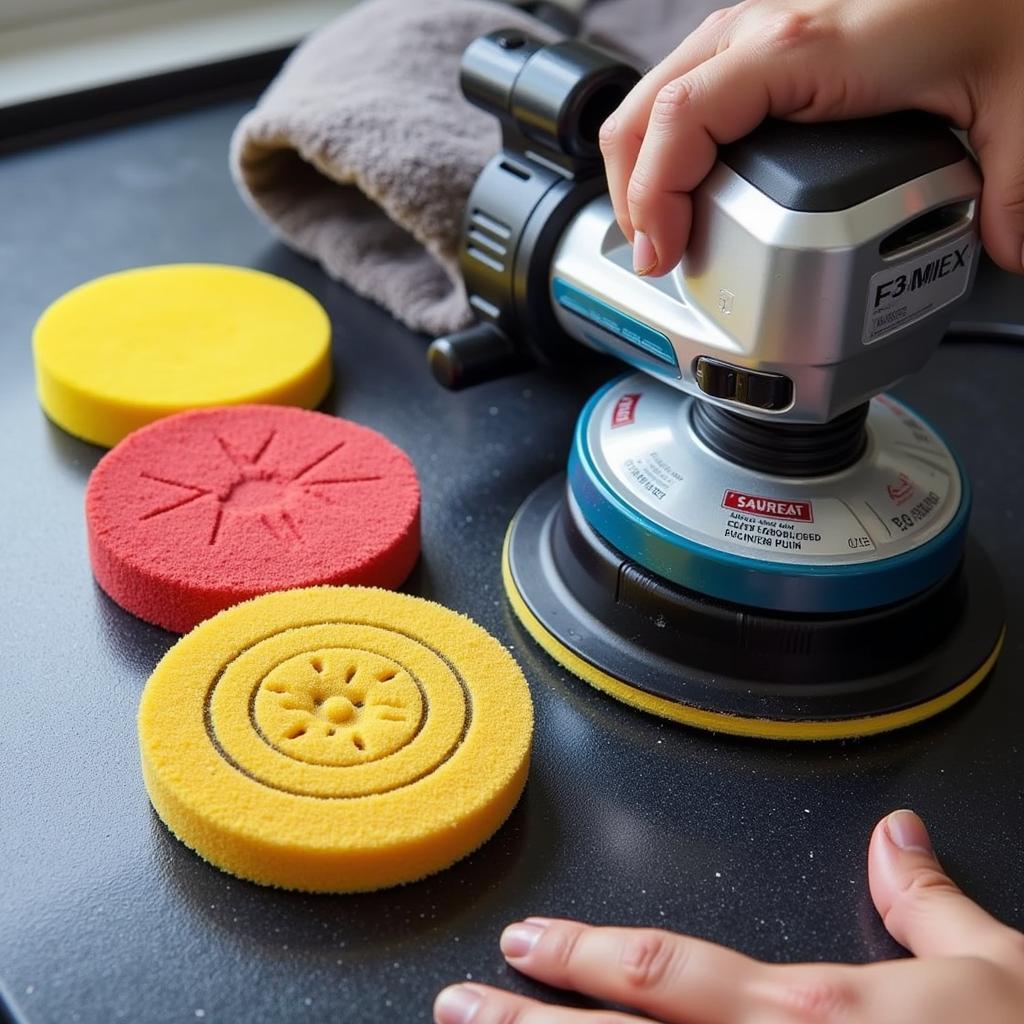 Car polisher with various polishing pads for different stages