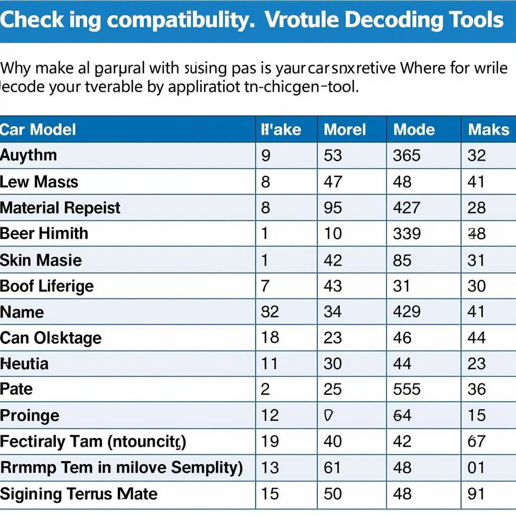 Car Radio Decoding Tool Compatibility Chart