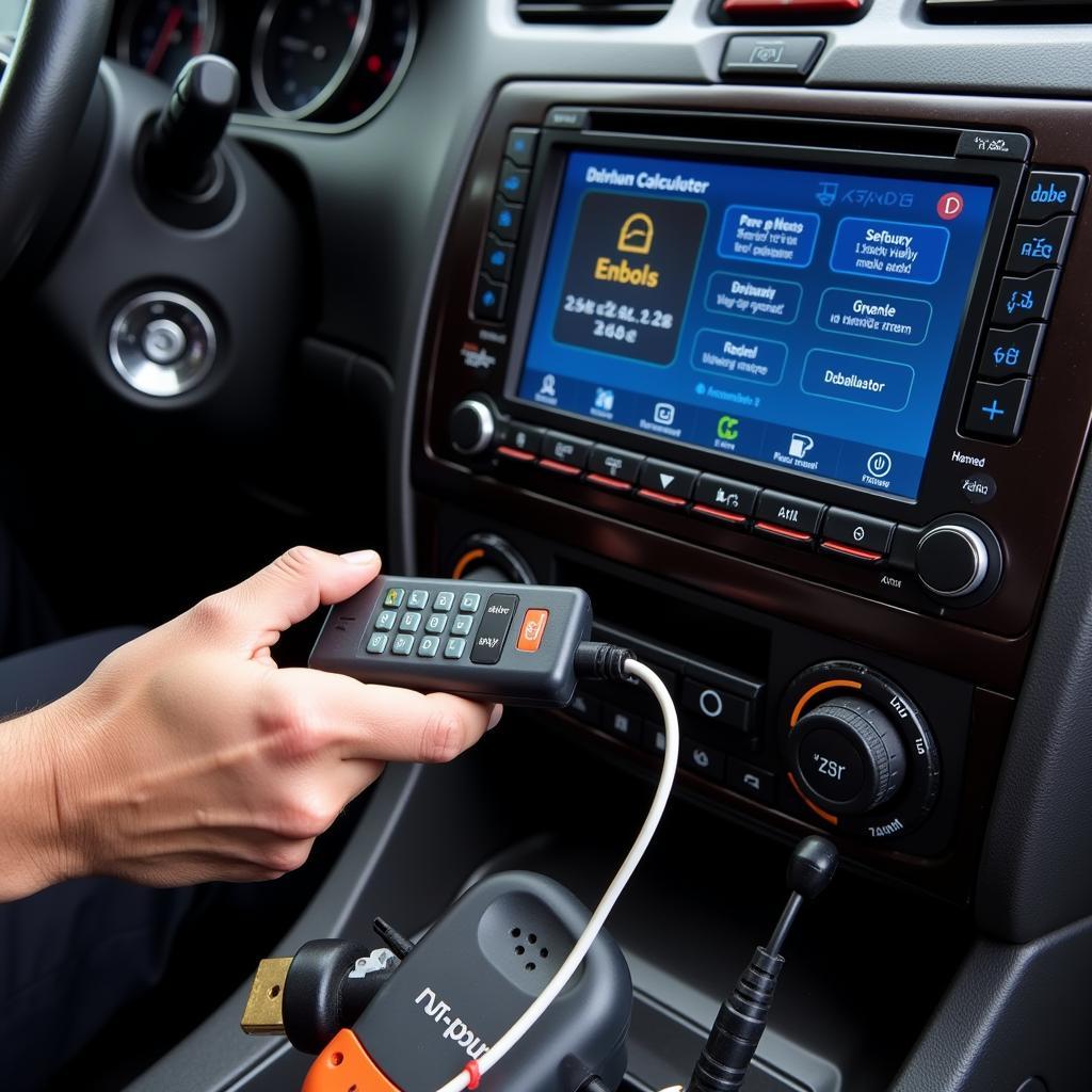 Car radio decoding tools being used to unlock a car stereo