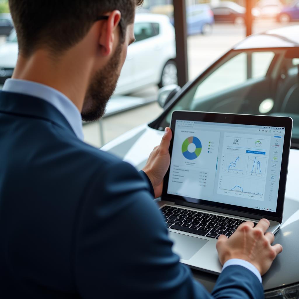 Car Salesman Using Digital Tools