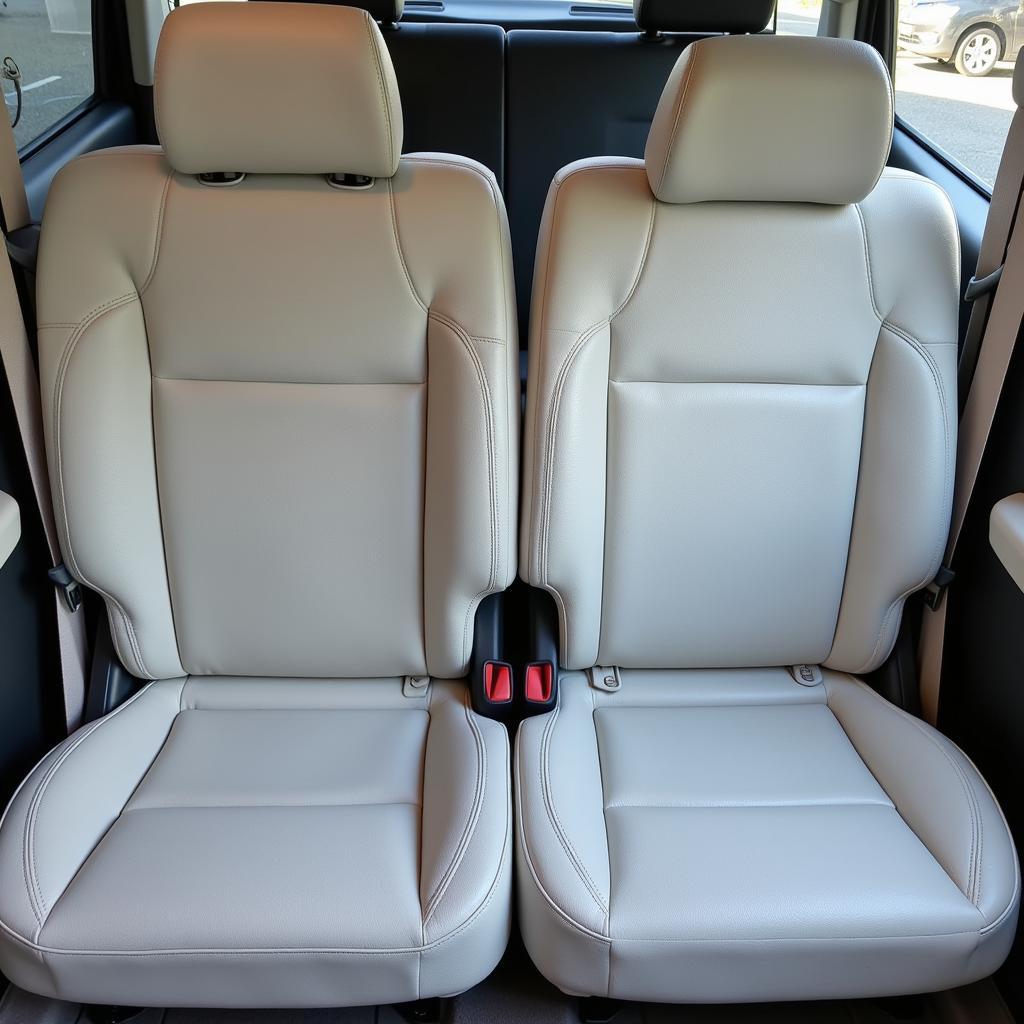 A clean and spotless car seat after using appropriate cleaning tools