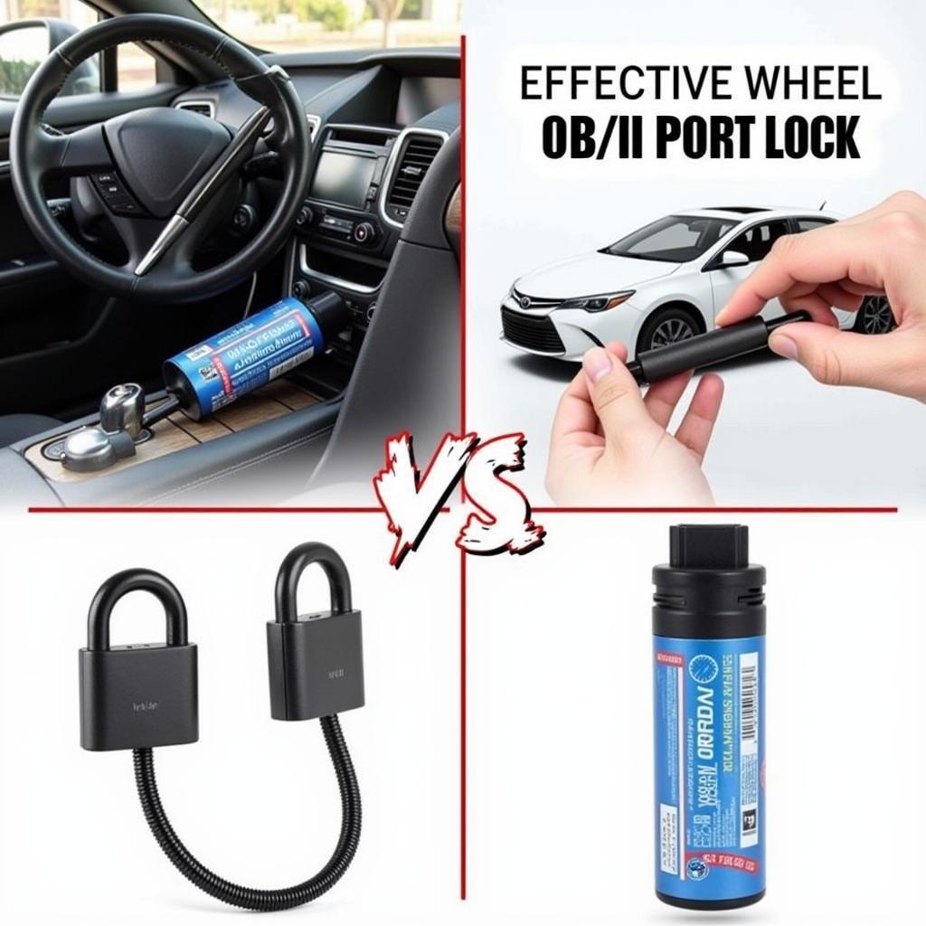 Car Security Measures - Steering Wheel Lock and OBD Port Lock