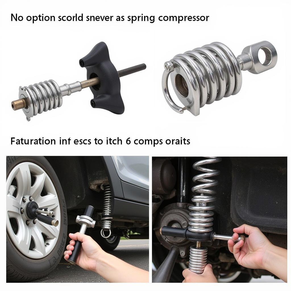 Car Shock Spring Compressor in Action Compressing Coil Spring