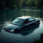 Car submerged in water, highlighting the need for an escape tool