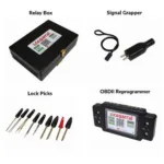 Car Theft Tool Kit Components: Relay Box, Signal Grabber, Lock Picks