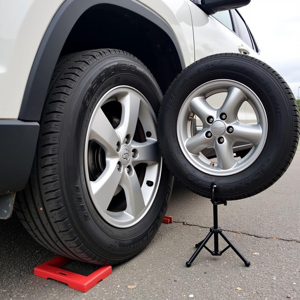 Changing a Car Tire in Progress